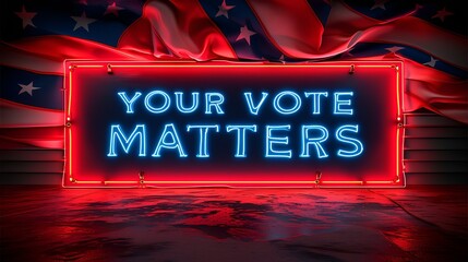 Election - neon sign that reads “YOUR VOTE Matters” - politics - parties - get out the vote -mobilize base voters - motivate voters 