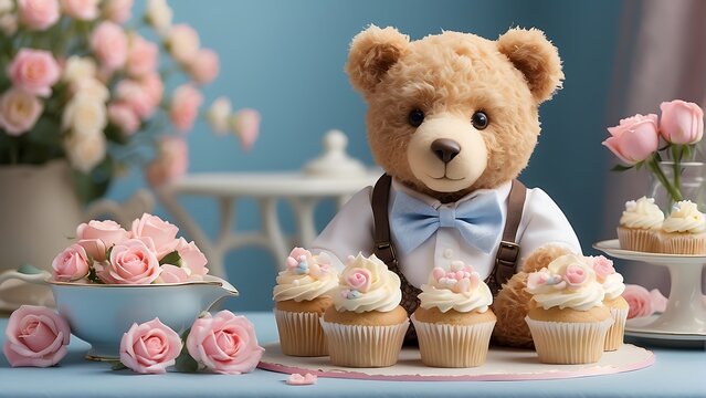 teddy bear with flowers Whimsical Delights Teddy Bear Tea Party