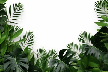 Obraz premium Minimalistic and clean look of tropical foliage against a white backdrop, perfect for branding projects needing a touch of nature,