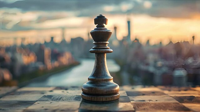 Urban strategist merging the essence of chess mastery with the city dynamic landscape