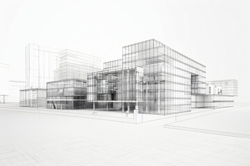 Architectural wireframe concept of modern buildings