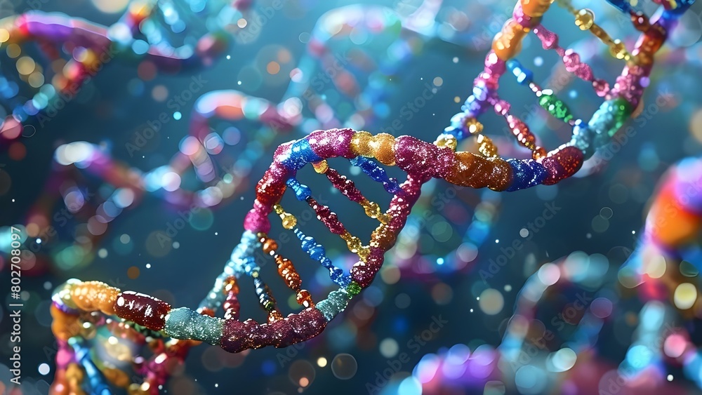 Poster decoding the dna double helix: exploring longread sequencing with colorful nucleotides. concept gene