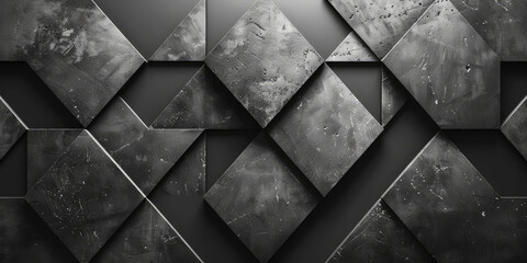 Black background with golden stars, a high-end texture of dark gray and black geometric triangular shapes. Created with Ai
