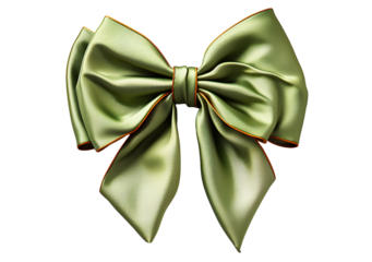 Fashionable hair bow light green color pattern design in beautiful color made out of satin fabric Isolated on cut out PNG or transparent background. Great hair accessory for girls and women.