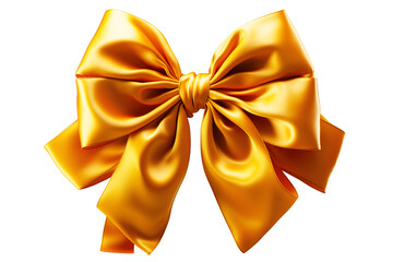 Fashionable hair bow yellow, gold color pattern design in beautiful color made out of satin fabric Isolated on cut out PNG or transparent background. Great hair accessory for girls and women.
