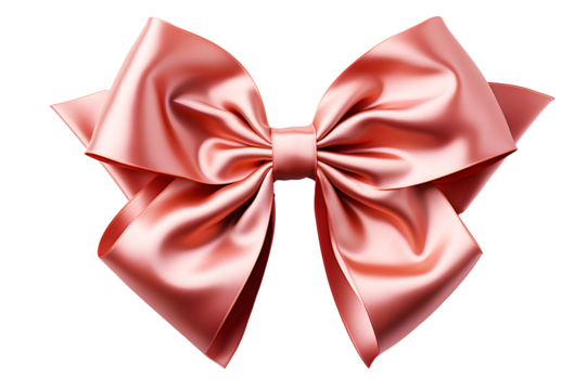 Fashionable hair bow light pink or cream color pattern design in beautiful color made out of satin fabric Isolated on cut out PNG or transparent background. Great hair accessory for girls and women.