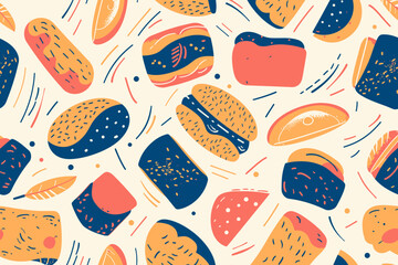 A digital illustration of retro bread pattern