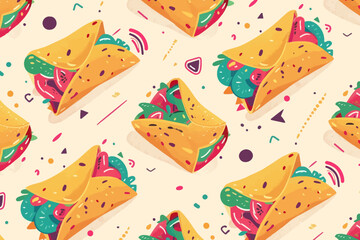 A digital illustration of retro burrito pattern