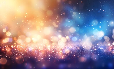 Abstract blurred background with bokeh lights and glitter, sparkling and shining effect.