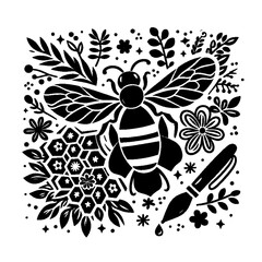 Floral honey comb svg, Honeycomb with flower svg, honey bee svg, floral bee svg, bee wall decor, bee cut file