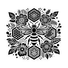 Floral honey comb svg, Honeycomb with flower svg, honey bee svg, floral bee svg, bee wall decor, bee cut file