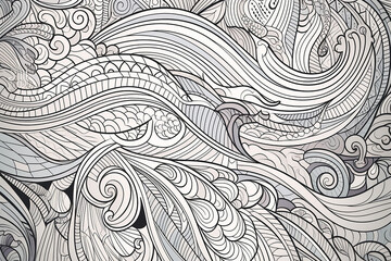 Abstract background with black and white intricate doodle patterns