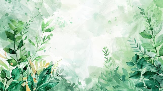 Herbal watercolor illustrations adorn the business template, merging nature with professionalism, blank frame template sharpen with large copy space