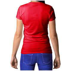 With simple multiple clicks, you can visualize your designs on this Back View Stylish Crew Neck T Shirt Mockup In True Red Color..