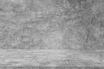Wall empty studio interior background and backdrop of concrete cement wall in black and gray tones....