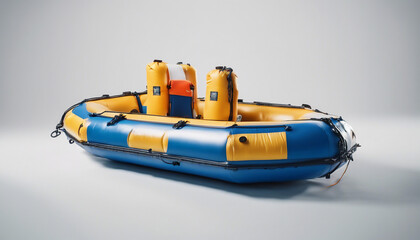 inflatable rescue boat, isolated white background

