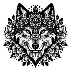 Wolf head svg, Wolf svg, wolf face svg, wolf head wall art, Animal svg file, wolf silhouette.