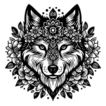 Wolf head svg, Wolf svg, wolf face svg, wolf head wall art, Animal svg file, wolf silhouette.