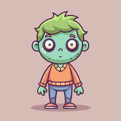 Minimalist doodle featuring a zombie, Generative AI