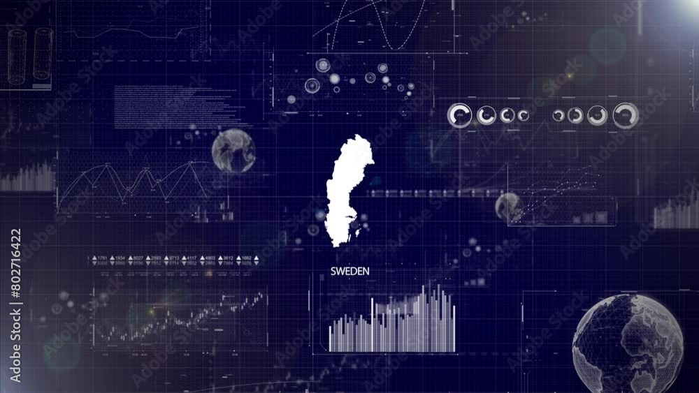 Poster sweden country corporate background with abstract elements of data analysis charts i showcasing data
