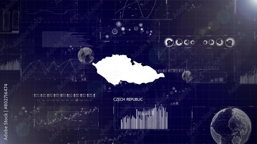 Poster czech republic country corporate background with abstract elements of data analysis charts i showcas