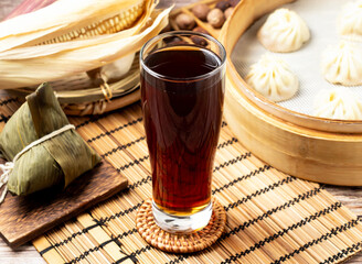 iced black tea served in glass isolated on mat side view of taiwan refreshing drink