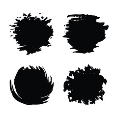Set of black paint, ink brush strokes, brushes, lines.