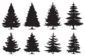Set of silhouette christmas trees
