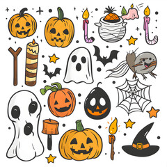 halloween background with pumpkin and witch