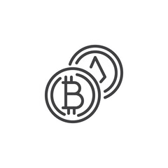 Cryptocurrency coins line icon