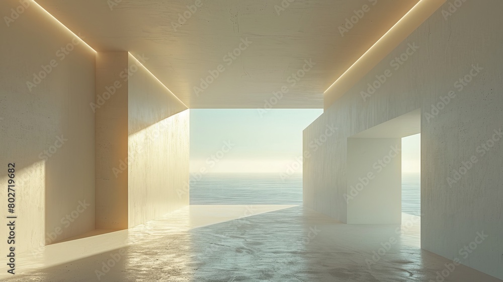 Poster minimalist art spatial experiences: a 3d representation of minimalist art offering spatial experienc
