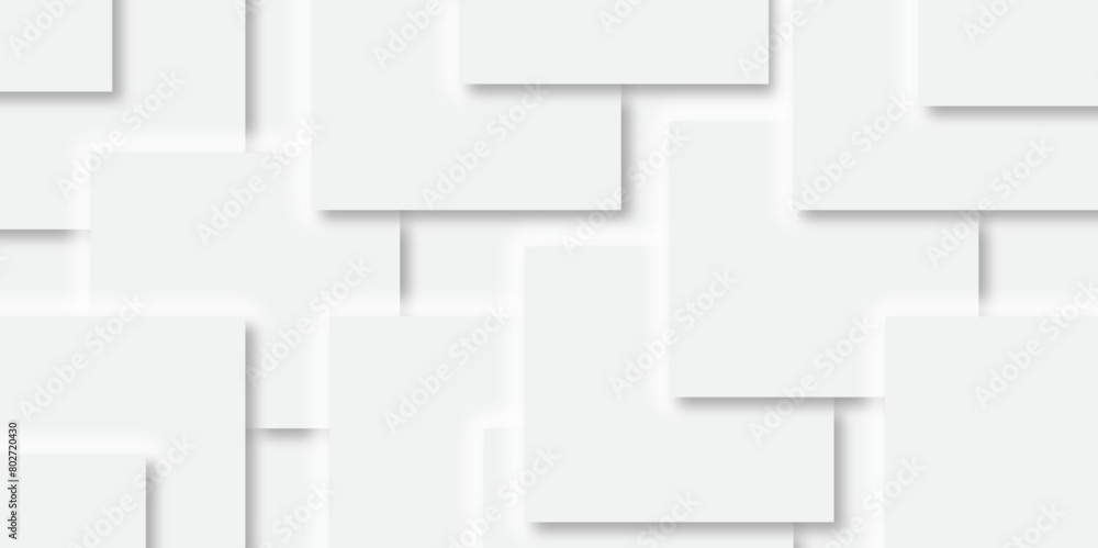 Poster Abstract background with grey tone of many square and rectangles shapes on white background with decorative elements in Neomorphs style with copy space. You can use for add, poster, design artwork.