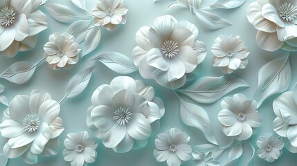 Minimalist Patterns and Textures Floral: A 3D image showcasing minimalist floral patterns and textures