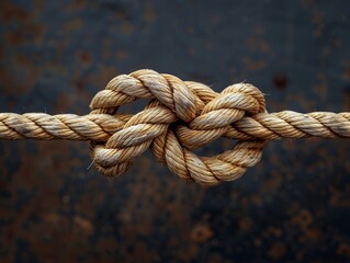 Two ropes are tied together in a knot , close up