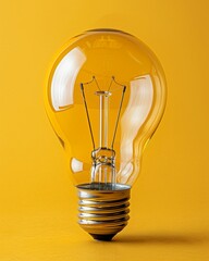 Education concept image Creative idea and innovation light bulb metaphor over yellow background , high resolution