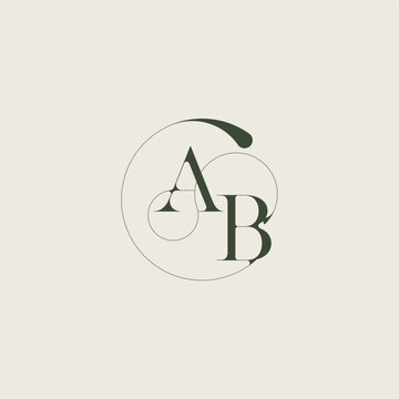 beautifull monogram initial elegant line concept AB feminine wedding style letter