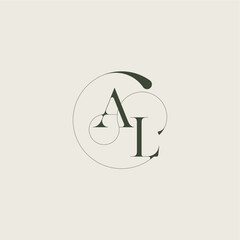 beautifull monogram initial elegant line concept AL feminine wedding style letter