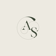 beautifull monogram initial elegant line concept AS feminine wedding style letter