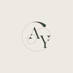 beautifull monogram initial elegant line concept AY feminine wedding style letter