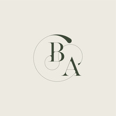 beautifull monogram initial elegant line concept BA feminine wedding style letter