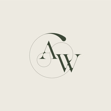 beautifull monogram initial elegant line concept AW feminine wedding style letter