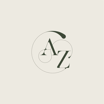 beautifull monogram initial elegant line concept AZ feminine wedding style letter