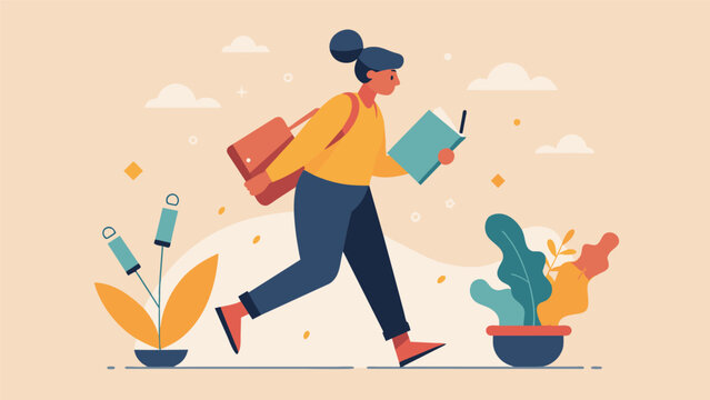 A writer goes on a leisurely walk observing their surroundings and jotting down snippets of inspiration in their notebook with no expectation of using.