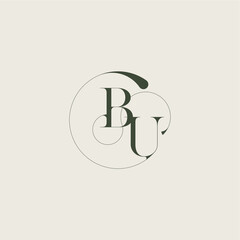 beautifull monogram initial elegant line concept BU feminine wedding style letter