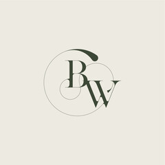 beautifull monogram initial elegant line concept BW feminine wedding style letter