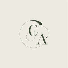 beautifull monogram initial elegant line concept CA feminine wedding style letter