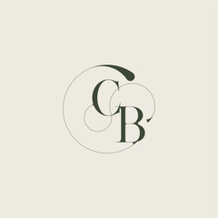 beautifull monogram initial elegant line concept CB feminine wedding style letter