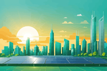 Futuristic city connected to ecological and sustainable trends illustration 