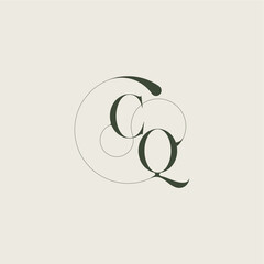 beautifull monogram initial elegant line concept CQ feminine wedding style letter