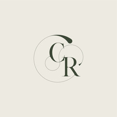 beautifull monogram initial elegant line concept CR feminine wedding style letter